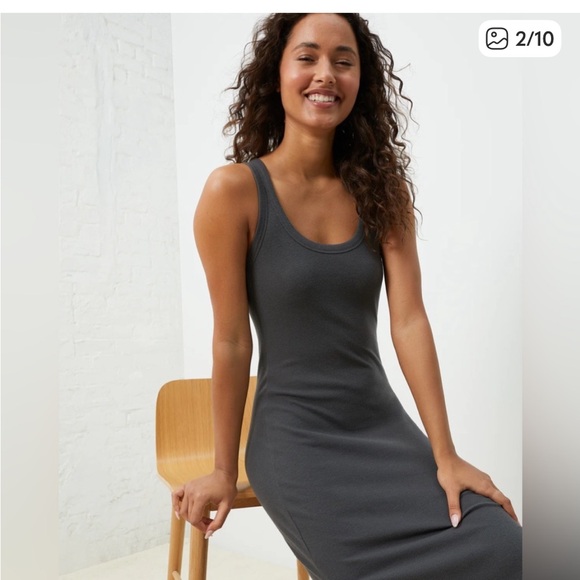 NWT UpWest Cozy Rib Midi Tank Dress in Soot -charcoal Gray Sz small - Picture 2 of 8